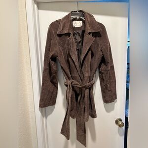Vintage Margaret Godfrey Brown Suede Leather Belted Jacket From 1990’s Women's M